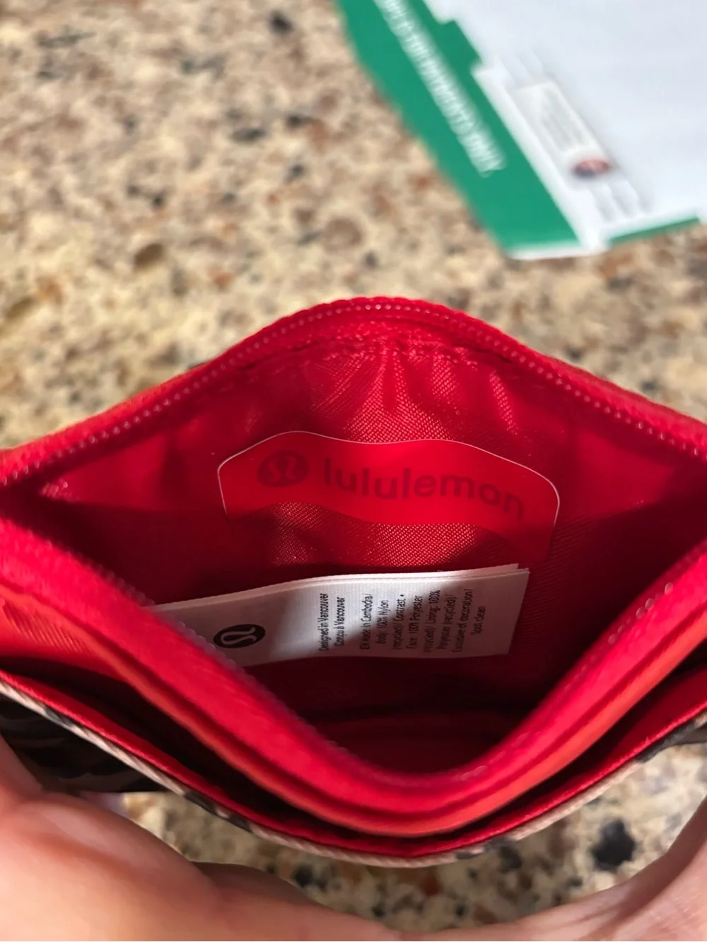 lululemon athletica Leopard Print Red Zip Wallet Clippable Card Holder NWT